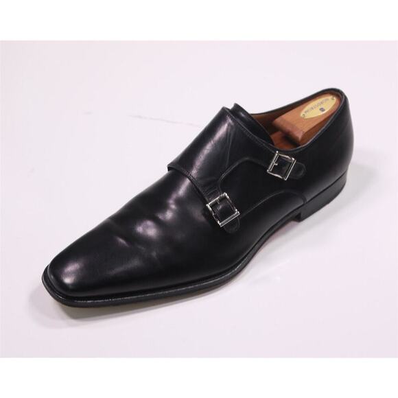 Magnanni Miro Double Monk Strap Black Leather Dress Shoes Men's US 13 - Picture 1 of 11